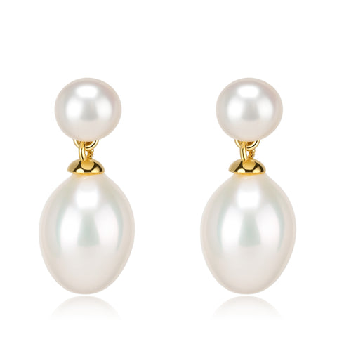 Double Pearl Freshwater Earrings - House Of Pearls